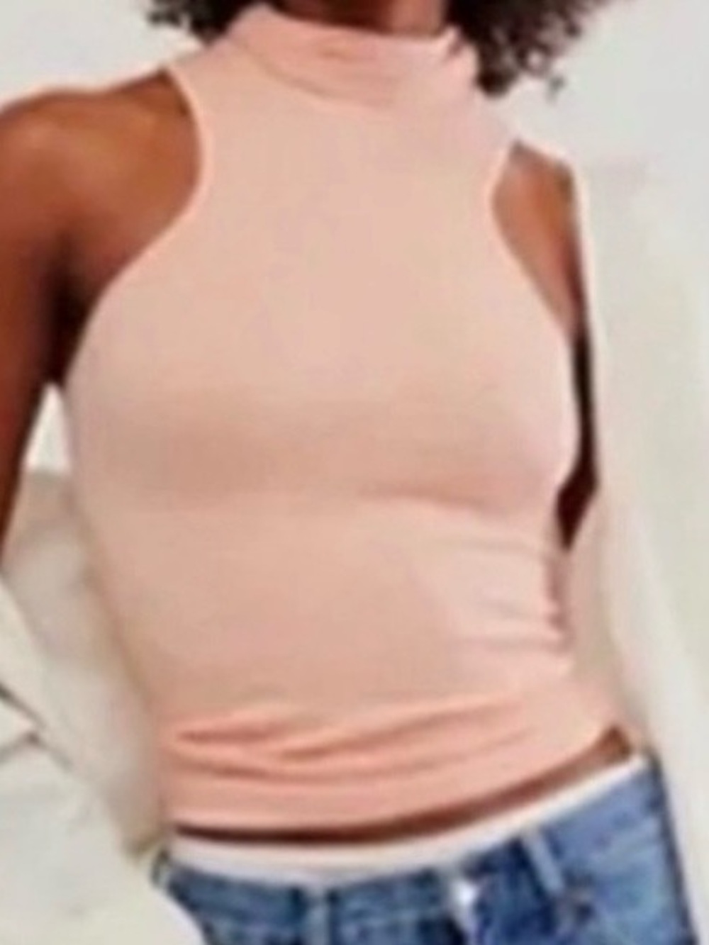 Free People Intimately: “Always Ready” Seamless Turtleneck Tank|Blush|NWT